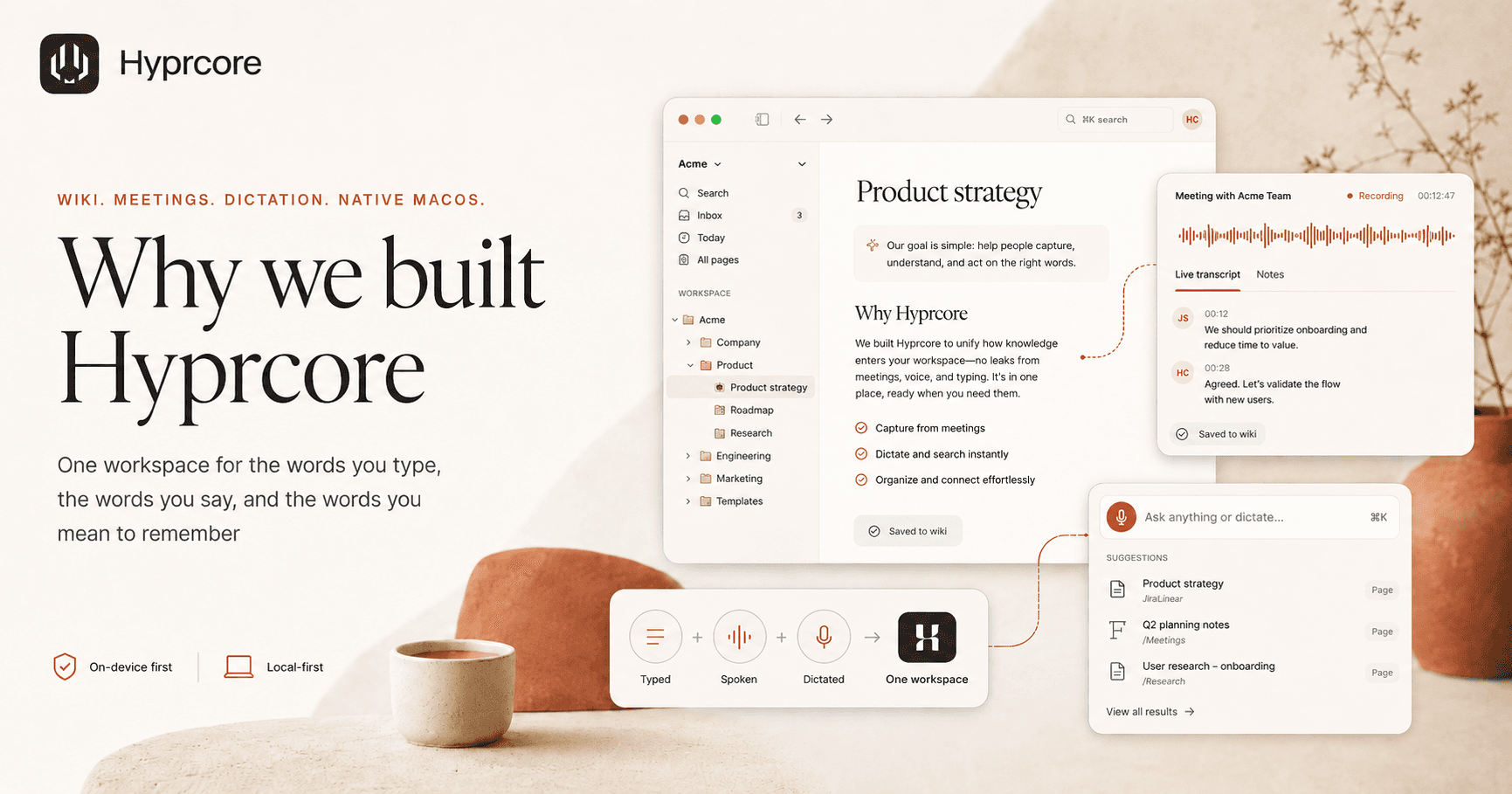 Why we built Hyprcore — one workspace for the words you type, say, and want to remember.